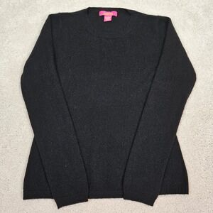 Catherine Malandrino Black 100% Cashmere Crewneck Sweater Size S Feminine Luxury